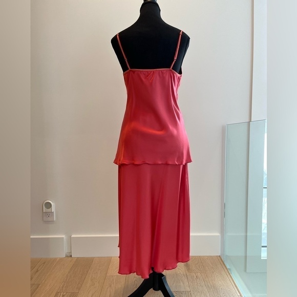 MICHELLE DE COURCY Slip Camisole Set Bias Cut Satin Flounce Hem Bodycon Chic - Picture 3 of 15